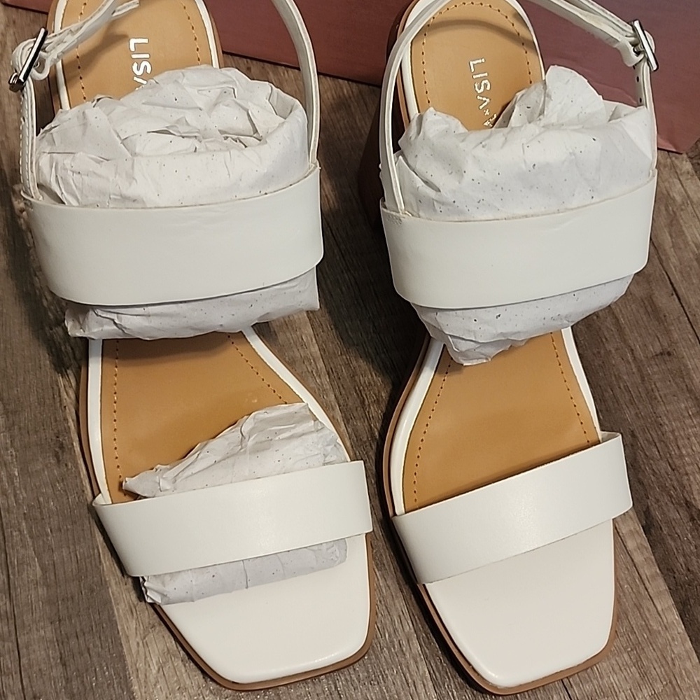 Lisa Vicky Oasis Slingback Sandal Ankle Strap White 8 1/2 Heels $99